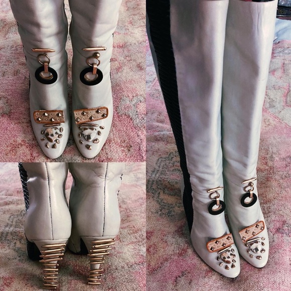 Custom “ White Desert Sands” Leather Heel Boots